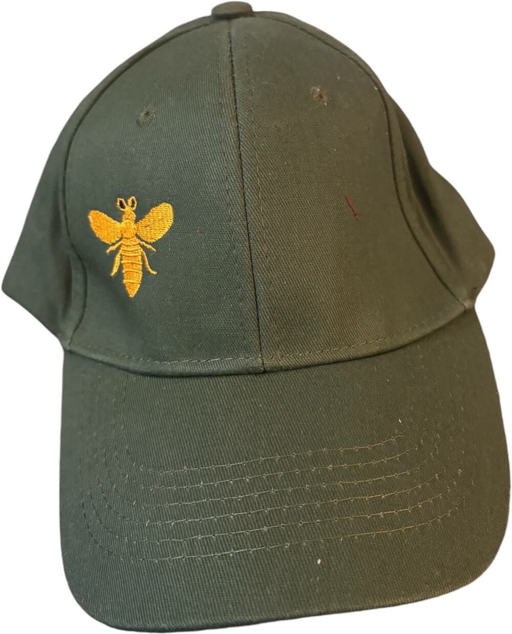 Olive Green Baseball Cap with Gold Embroidered Bee, NWOT